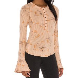 NWT Free People Layer Me Henley Just Peachy Combo Size Small